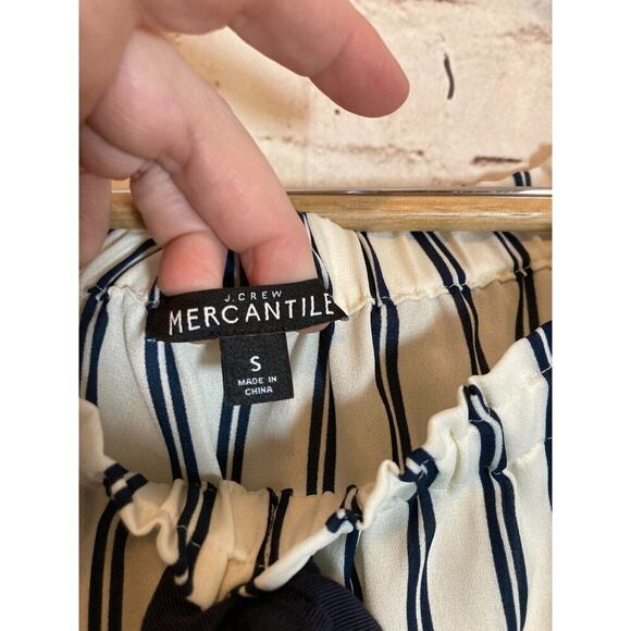 J. Crew Mercantile Top Womens Small White Navy Striped Nautical Bow Tie - Picture 13 of 13